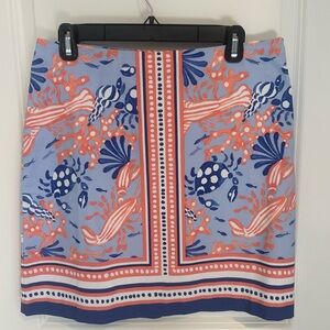 Like New, Talbots Women’s Size 6 Petite Mini Skirt Coral Nautical Print